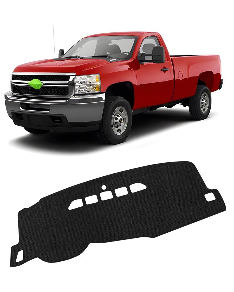 FIILINES Dash Cover Compatible with Chevrolet Silverado/GMC Sierra 2007-2013 (Only Fits with Two Glove Boxes) Dashboard Mat Cover Sunshade Nonslip Mesh Protector No Glare Accessories - Image 1